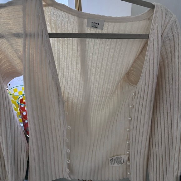 Cream Ribbed Button-Up Sweater - Picture 3 of 3